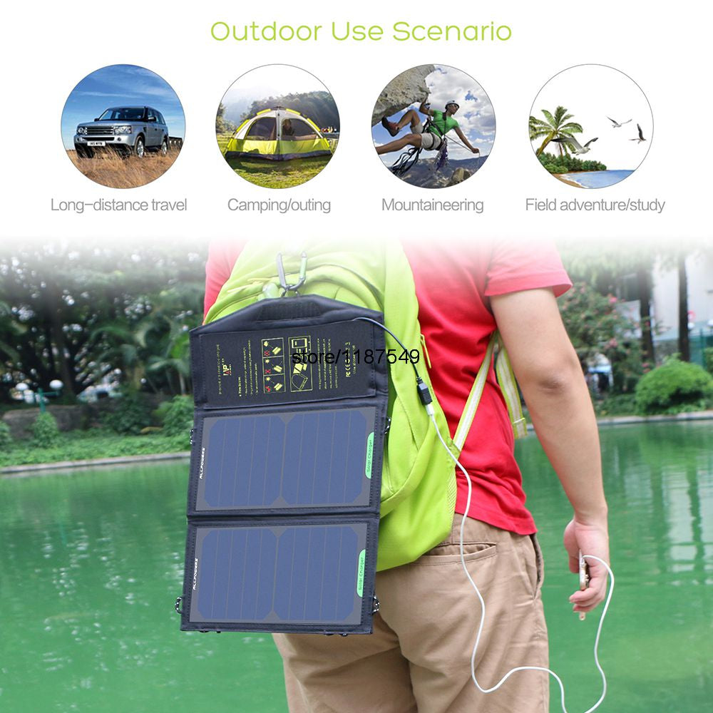 10W 5V Portable Solar Panel Charger – Outdoor Hiking & Emergency Phone Charging