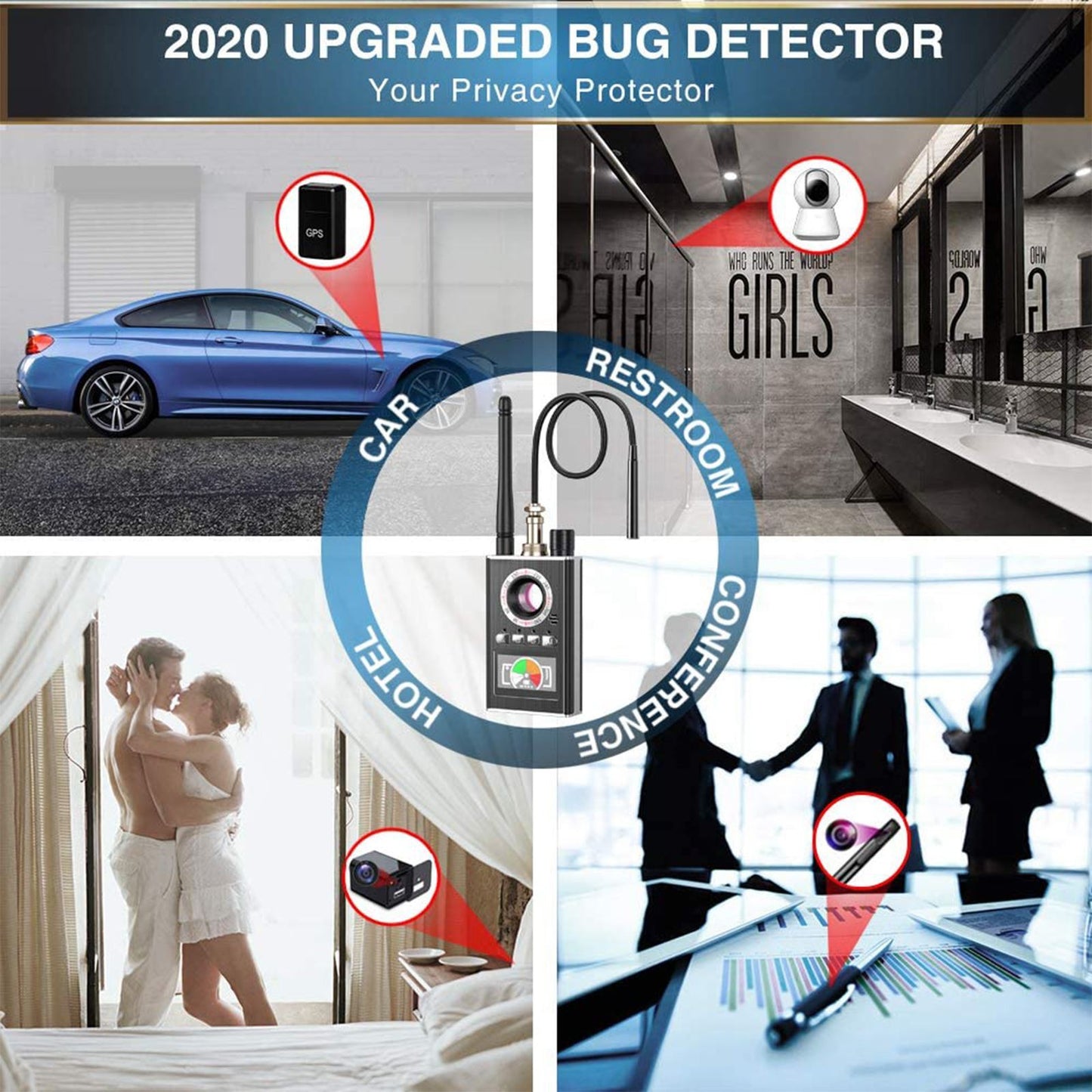 K88 Upgraded Anti-Spy Camera Bug Detector – RF Signal, Hidden Camera & GPS Finder