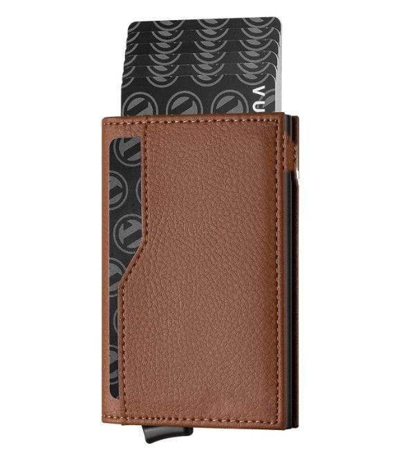 RFID Blocking Leather Credit Card Case 💳🖤 Double ID Window Wallet-3