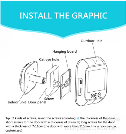 2.4" Smart Doorbell Peephole Camera – Electronic Cat Eye, Security Monitor
