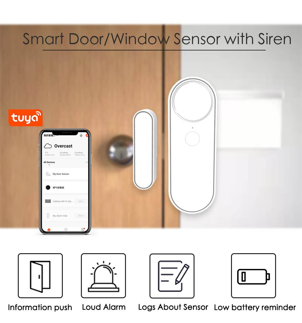 Tuya WiFi Smart Door & Window Sensor – Open/Close Detector, Smart Life App
