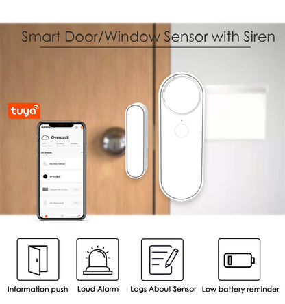 Tuya WiFi Smart Door & Window Sensor – Open/Close Detector, Smart Life App