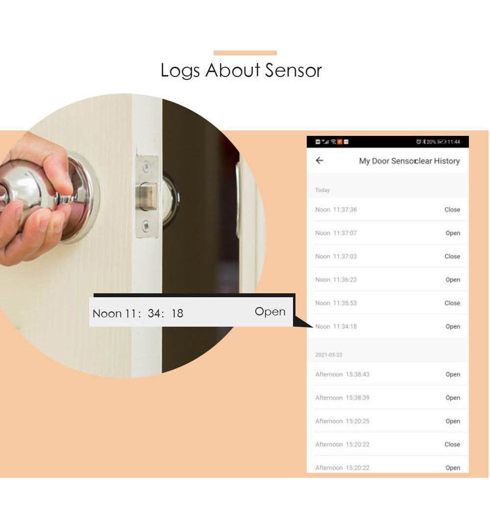Tuya WiFi Smart Door & Window Sensor – Open/Close Detector, Smart Life App