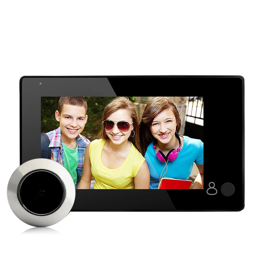 NNEIDS 4.3" Smart Door Peephole Security Camera – One-Key Watch, Black