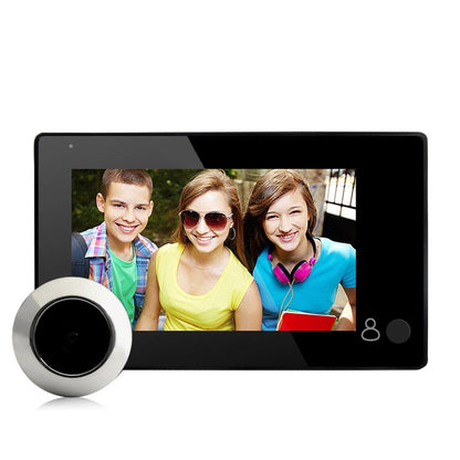 NNEIDS 4.3" Smart Door Peephole Security Camera – One-Key Watch, Black