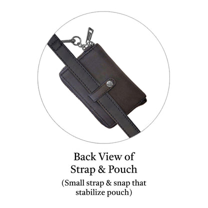 SaveTheGirls Clip & Go Strap with Pouch – Brushed Vegan Leather, Secure Card Carry