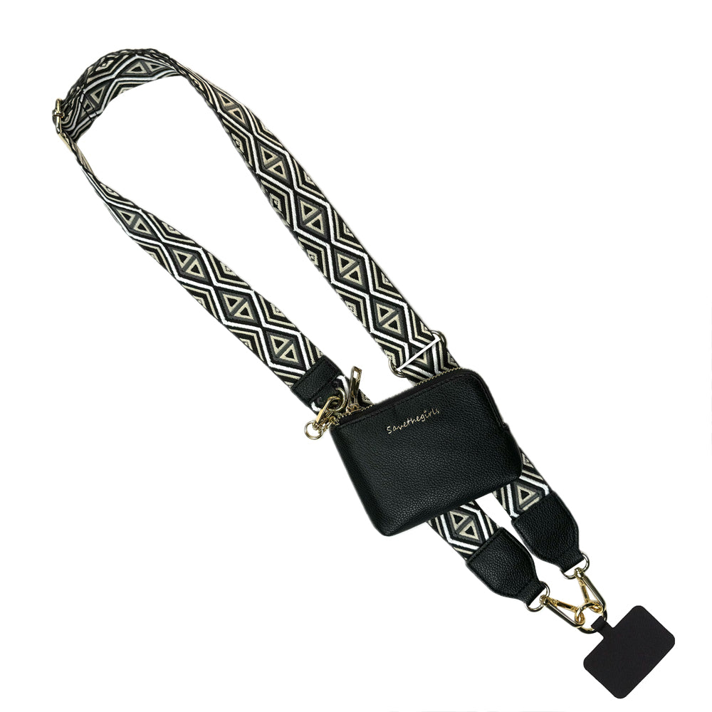 SaveTheGirls Clip & Go Strap with RFID Pouch – Diamond Pattern, Vegan Leather