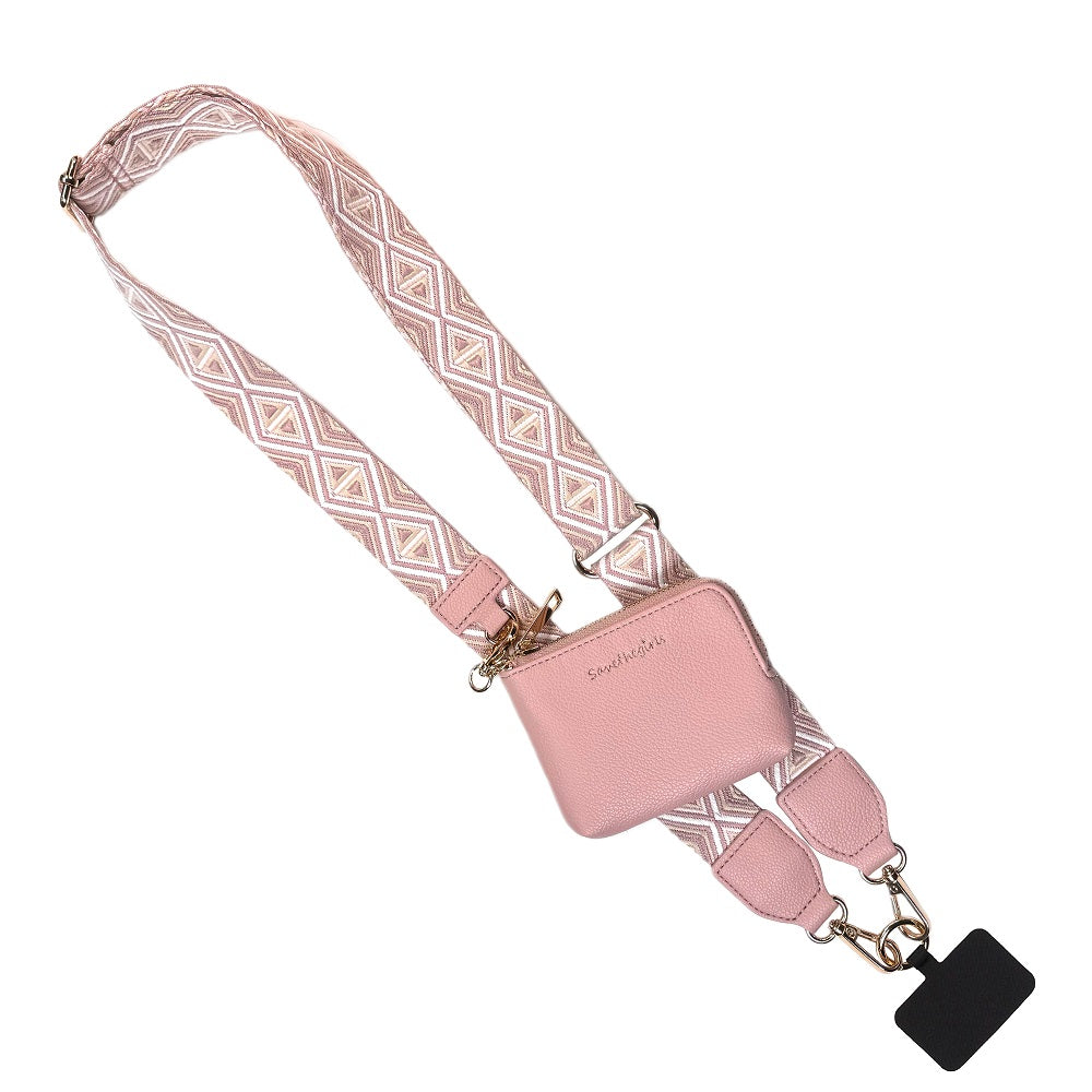SaveTheGirls Clip & Go Strap with RFID Pouch – Diamond Pattern, Vegan Leather