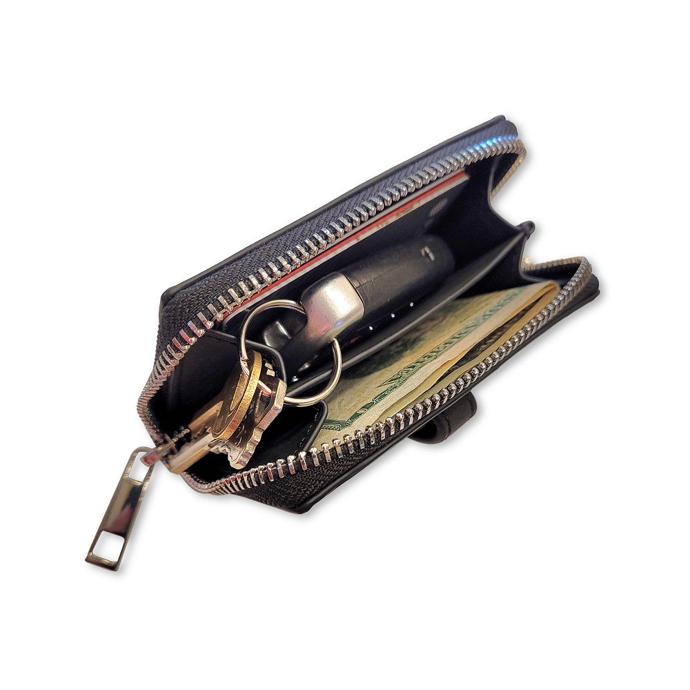 SaveTheGirls Clip & Go Strap with Pouch – Brushed Vegan Leather, Secure Card Carry