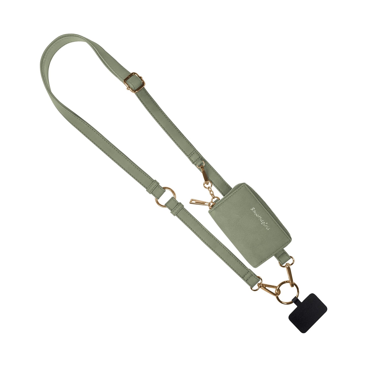 SaveTheGirls Clip & Go Strap with Pouch – Brushed Vegan Leather, Secure Card Carry