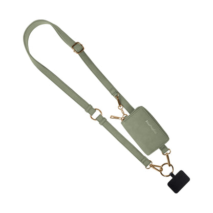 SaveTheGirls Clip & Go Strap with Pouch – Brushed Vegan Leather, Secure Card Carry
