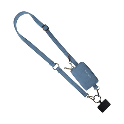 SaveTheGirls Clip & Go Strap with Pouch – Brushed Vegan Leather, Secure Card Carry