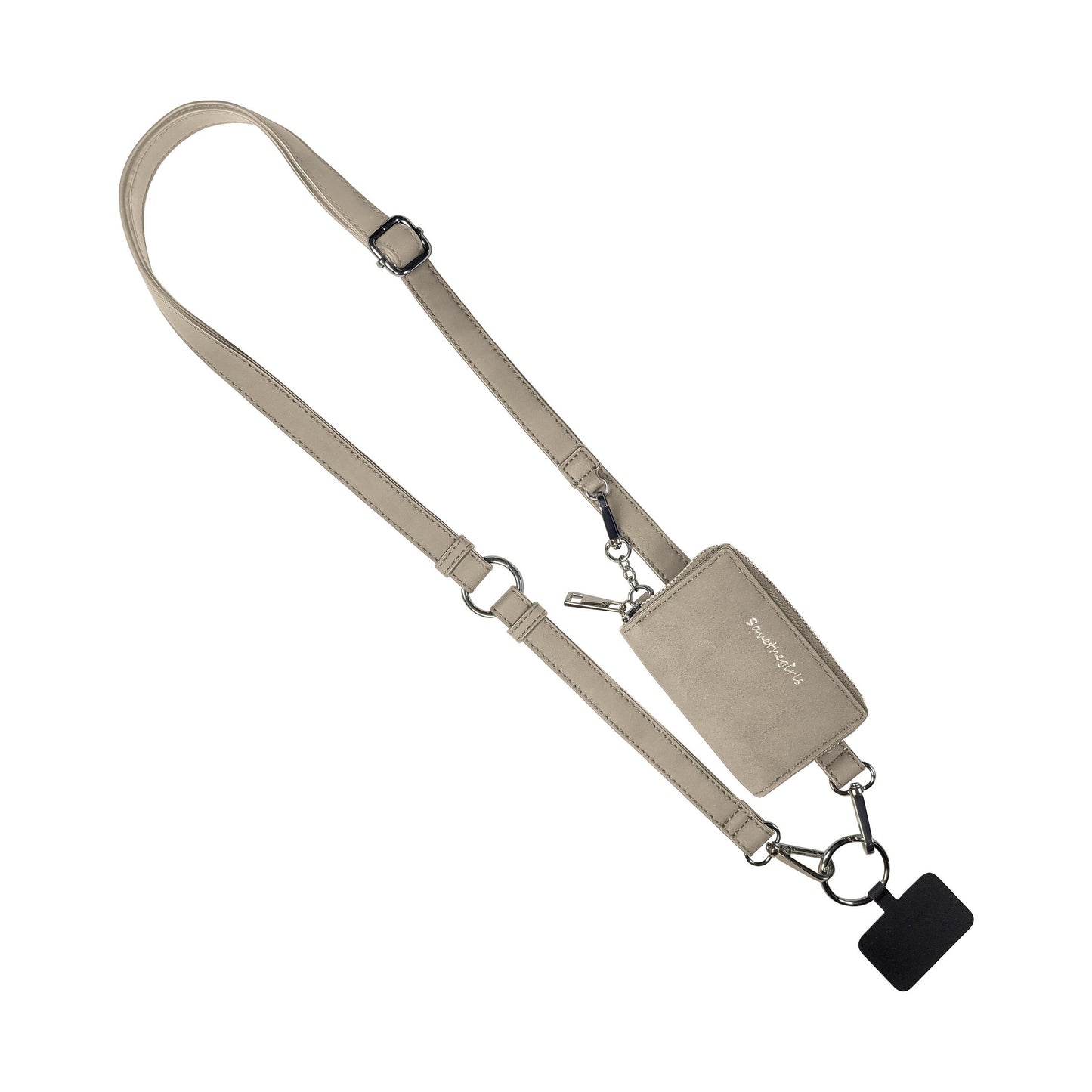 SaveTheGirls Clip & Go Strap with Pouch – Brushed Vegan Leather, Secure Card Carry