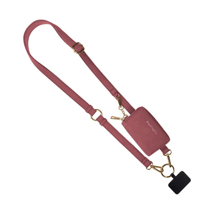 SaveTheGirls Clip & Go Strap with Pouch – Brushed Vegan Leather, Secure Card Carry