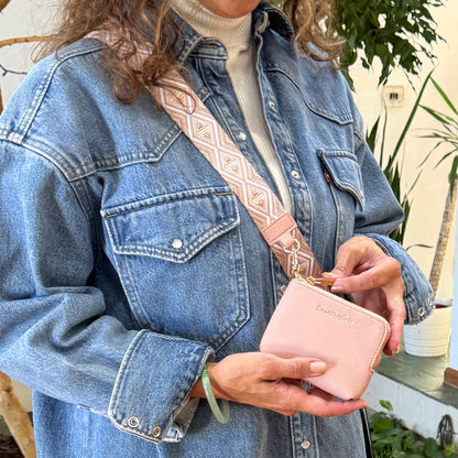 SaveTheGirls Clip & Go Strap with RFID Pouch – Diamond Pattern, Vegan Leather