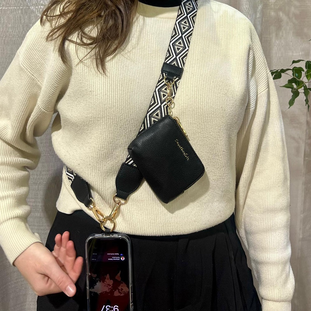 SaveTheGirls Clip & Go Strap with RFID Pouch – Diamond Pattern, Vegan Leather