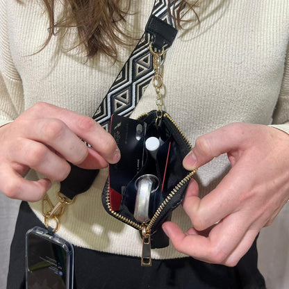 SaveTheGirls Clip & Go Strap with RFID Pouch – Diamond Pattern, Vegan Leather