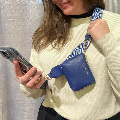 SaveTheGirls Clip & Go Strap with RFID Pouch – Diamond Pattern, Vegan Leather
