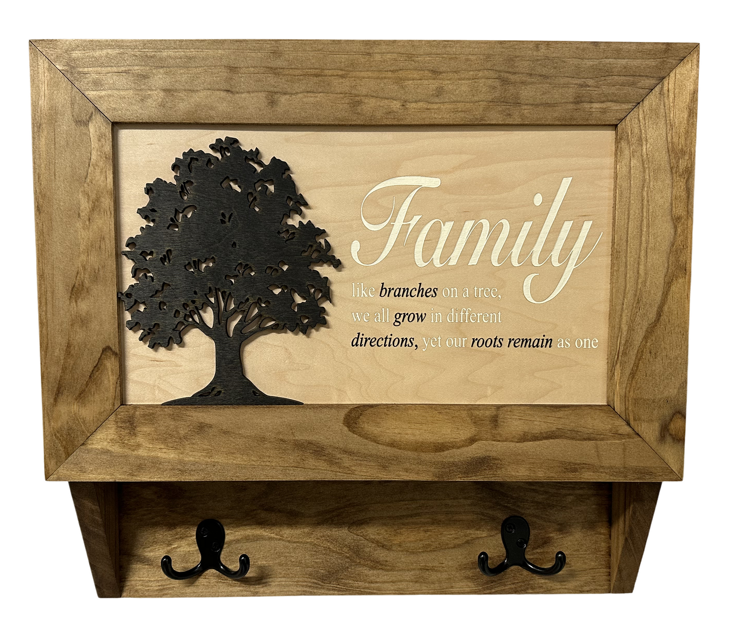 Family Tree Gun Safe Coat Rack - Handcrafted Wooden Gun Cabinets - Gun Shelf Hidden Storage for Rifles, Shotguns, & Handguns - Quick Access Hidden Wall Safe