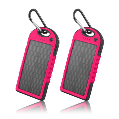 5000mAh Solar Power Bank Phone Charger – 2-Pack, Compact Outdoor Emergency Backup