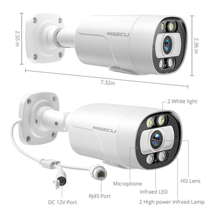 MISECU H.265 8CH 4K 5MP POE Camera Security System Outdoor 8MP Human Detect CCTV Surveillance Protection Color Night Vision P2P
