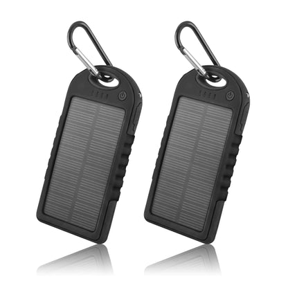 5000mAh Solar Power Bank Phone Charger – 2-Pack, Compact Outdoor Emergency Backup