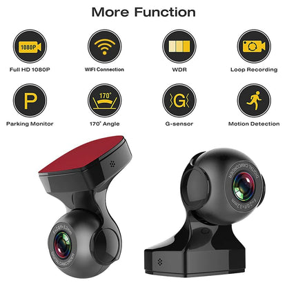 170° Wide Angle WiFi Dash Cam – 1080P HD, G-Sensor, Loop Recording, Car DVR
