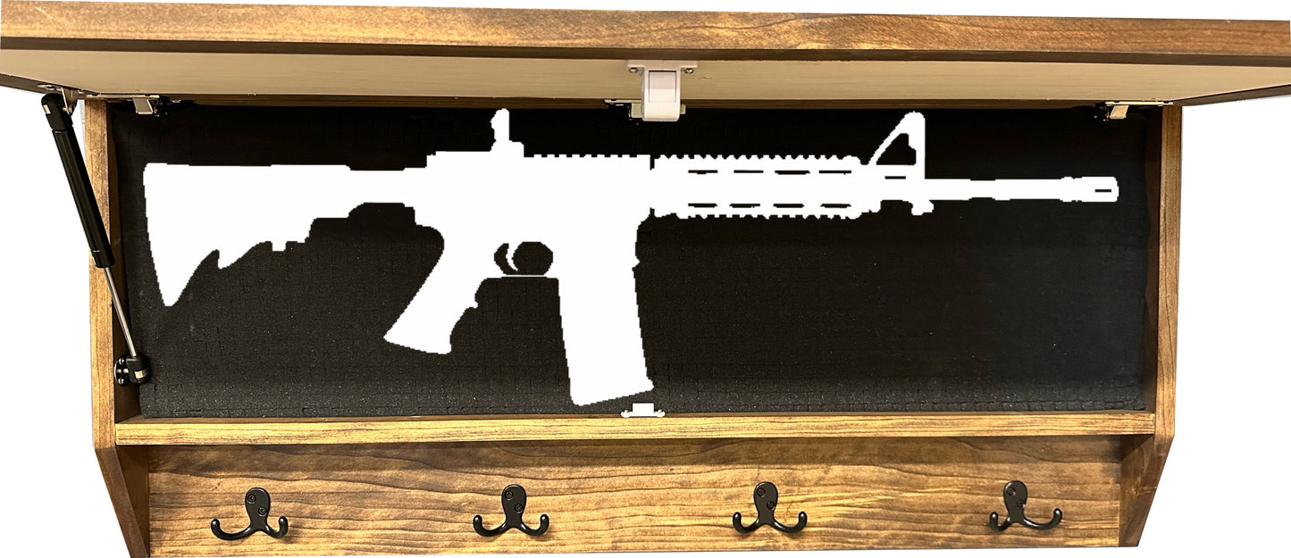 Mountain Scene Welcome Concealment Decor - Handcrafted Wooden Gun Cabinets - Gun Shelf Hidden Storage for Rifles, Shotguns, & Handguns - Quick Access Hidden Wall Safe