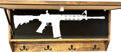 Mountain Scene Welcome Concealment Decor - Handcrafted Wooden Gun Cabinets - Gun Shelf Hidden Storage for Rifles, Shotguns, & Handguns - Quick Access Hidden Wall Safe