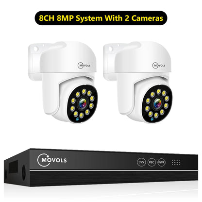 Movols 4K XMEYE POE Surveillance System 8MP 4MP Two Way Audio PTZ CCTV POE AI Security Camera 8CH P2P NVR Video Surveillance Kit