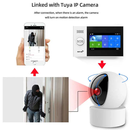 PGST 4G PG107 Tuya Wireless Home Alarm WIFI GSM Home Safety Belt Motion Detector Sensor Anti theft Alarm System Supports Alexa a