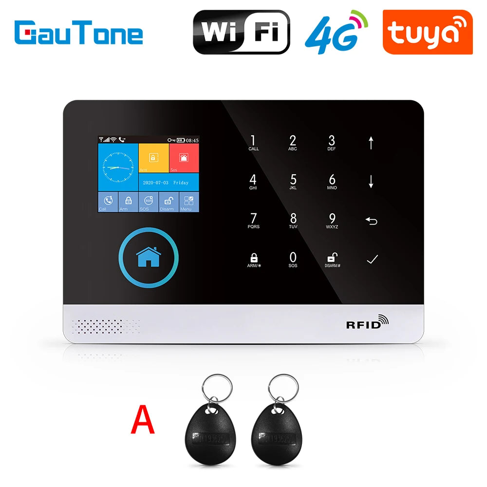 GauTone PG103 Tuya 4G 3G Alarm System GSM Home Security With IP Camera Wireless Solar Siren Support Alexa Smart Life