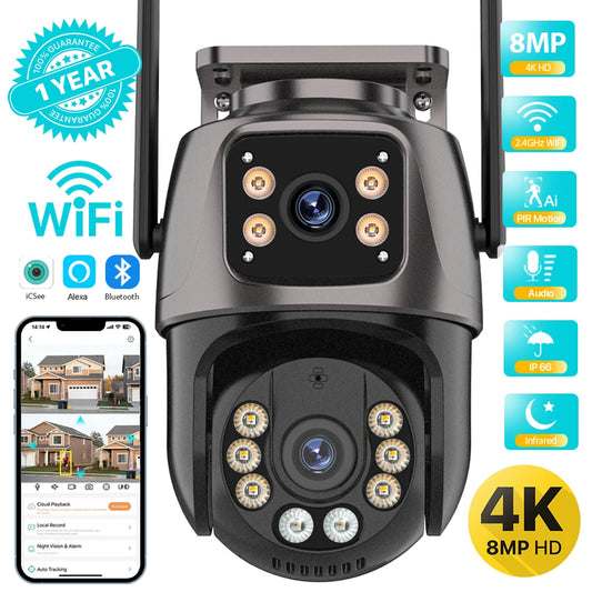 8MP 4K Dual-Lens WiFi PTZ Outdoor Security Camera with AI Tracking | iCSee