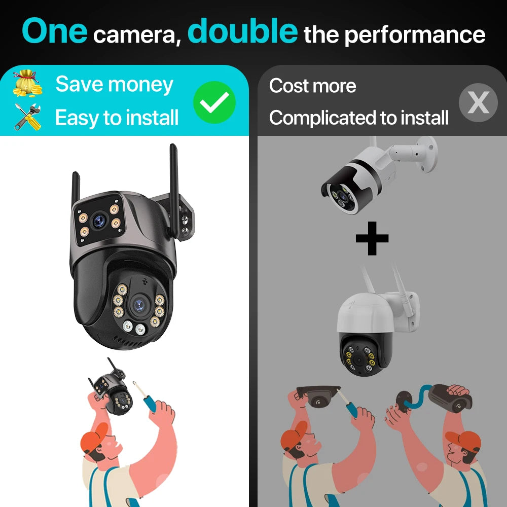 8MP 4K Dual-Lens WiFi PTZ Outdoor Security Camera with AI Tracking | iCSee