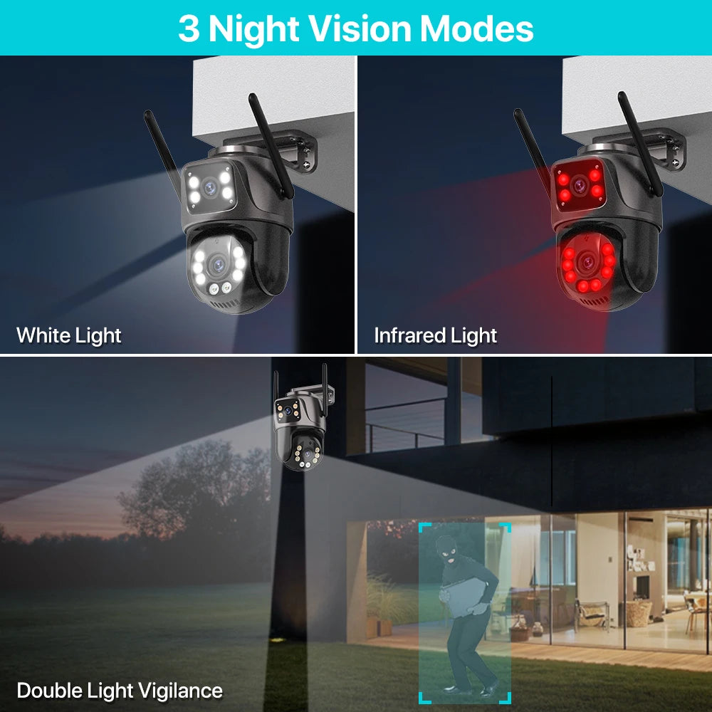 8MP 4K Dual-Lens WiFi PTZ Outdoor Security Camera with AI Tracking | iCSee