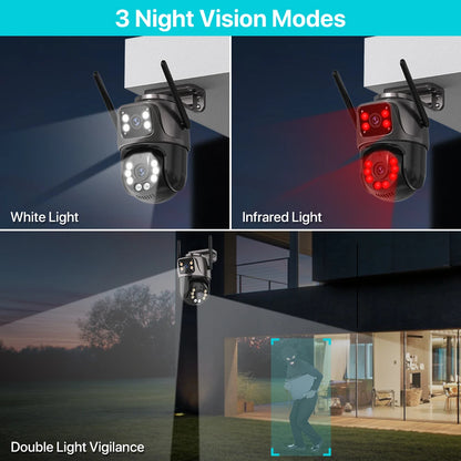 8MP 4K Dual-Lens WiFi PTZ Outdoor Security Camera with AI Tracking | iCSee