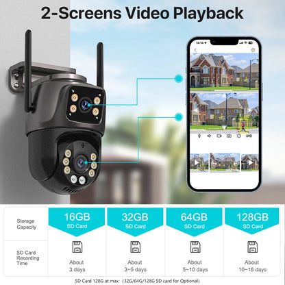 8MP 4K Dual-Lens WiFi PTZ Outdoor Security Camera with AI Tracking | iCSee
