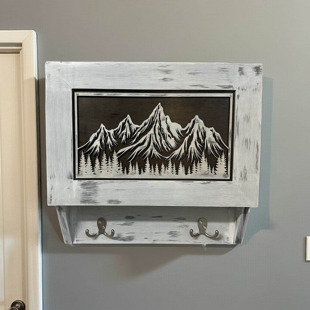Hidden Gun Safe Coat Rack Snow Mountain Wall Decoration Concealed Shelf Firearm Cabinet