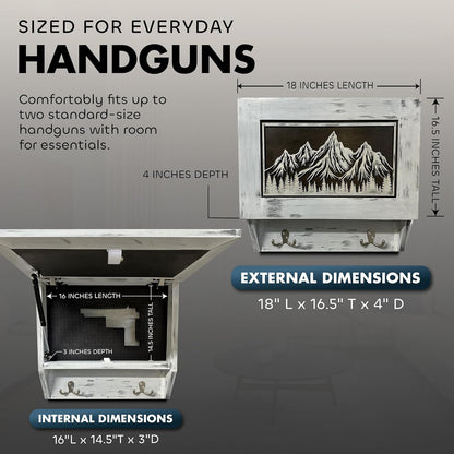 Hidden Gun Safe Coat Rack Snow Mountain Wall Decoration Concealed Shelf Firearm Cabinet