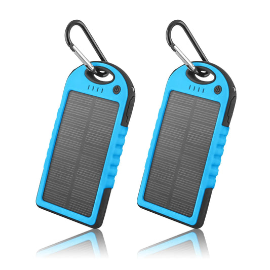 5000mAh Solar Power Bank Phone Charger – 2-Pack, Compact Outdoor Emergency Backup