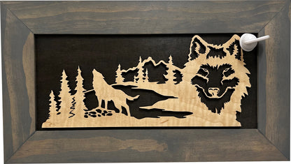 Midnight Wolf Hidden Gun Safe Concealed Furniture, Handcrafted Gun Concealment Decor, Hidden Gun Shelf with Magnetic Lock, Quick Access, Hidden Wall Safe for Secure Storage