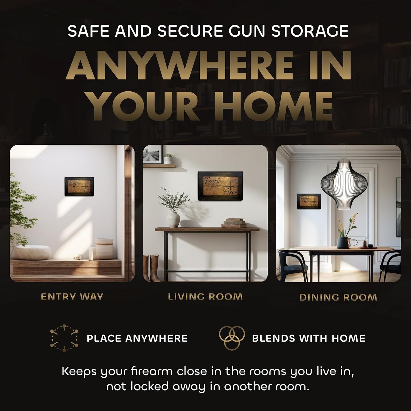 Hidden Gun Storage Cabinet with Faith Over Fear Art Concealment Furniture