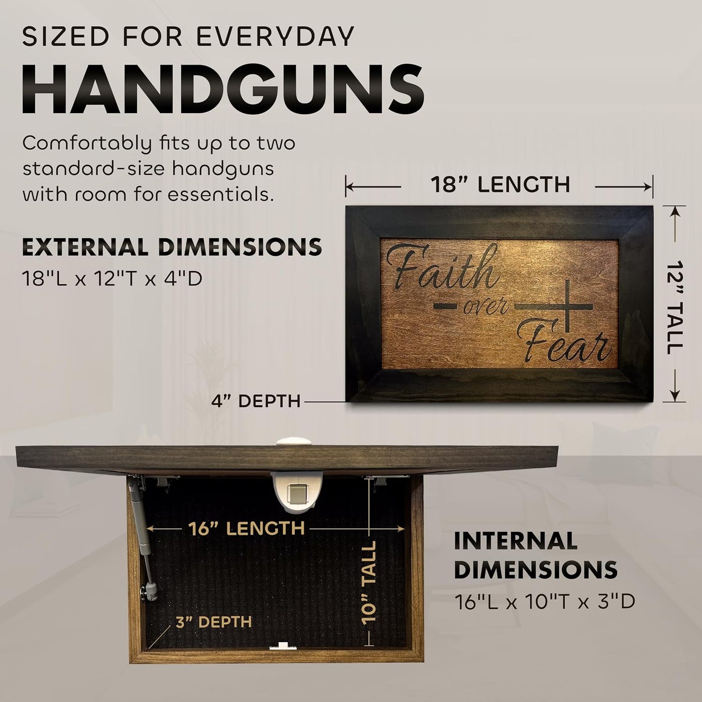 Hidden Gun Storage Cabinet with Faith Over Fear Art Concealment Furniture