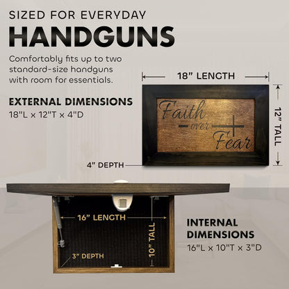 Hidden Gun Storage Cabinet with Faith Over Fear Art Concealment Furniture