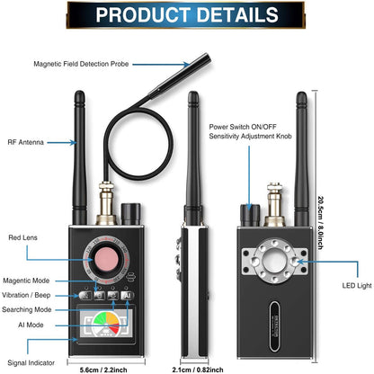 K88 Upgraded Anti-Spy Camera Bug Detector – RF Signal, Hidden Camera & GPS Finder