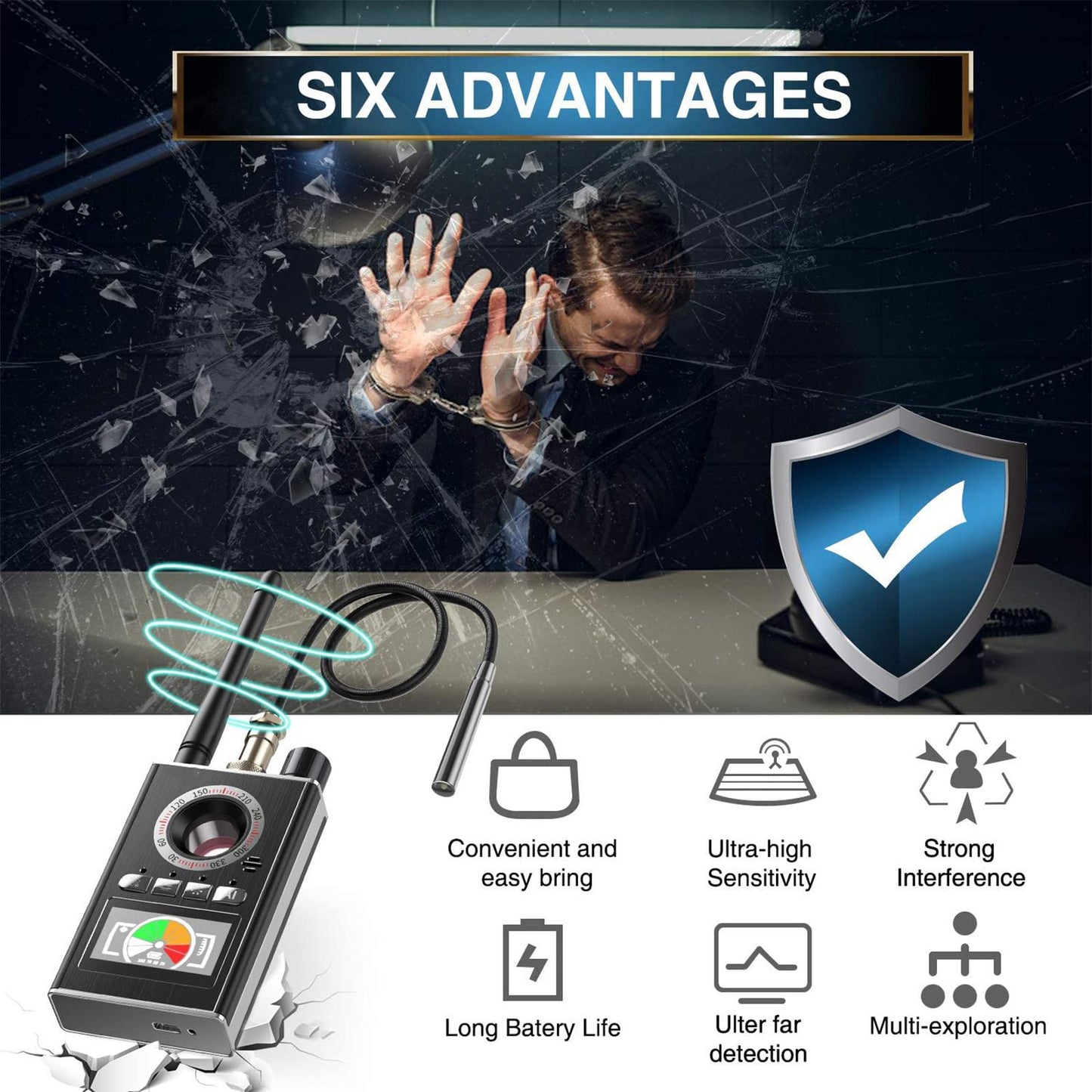 K88 Upgraded Anti-Spy Camera Bug Detector – RF Signal, Hidden Camera & GPS Finder