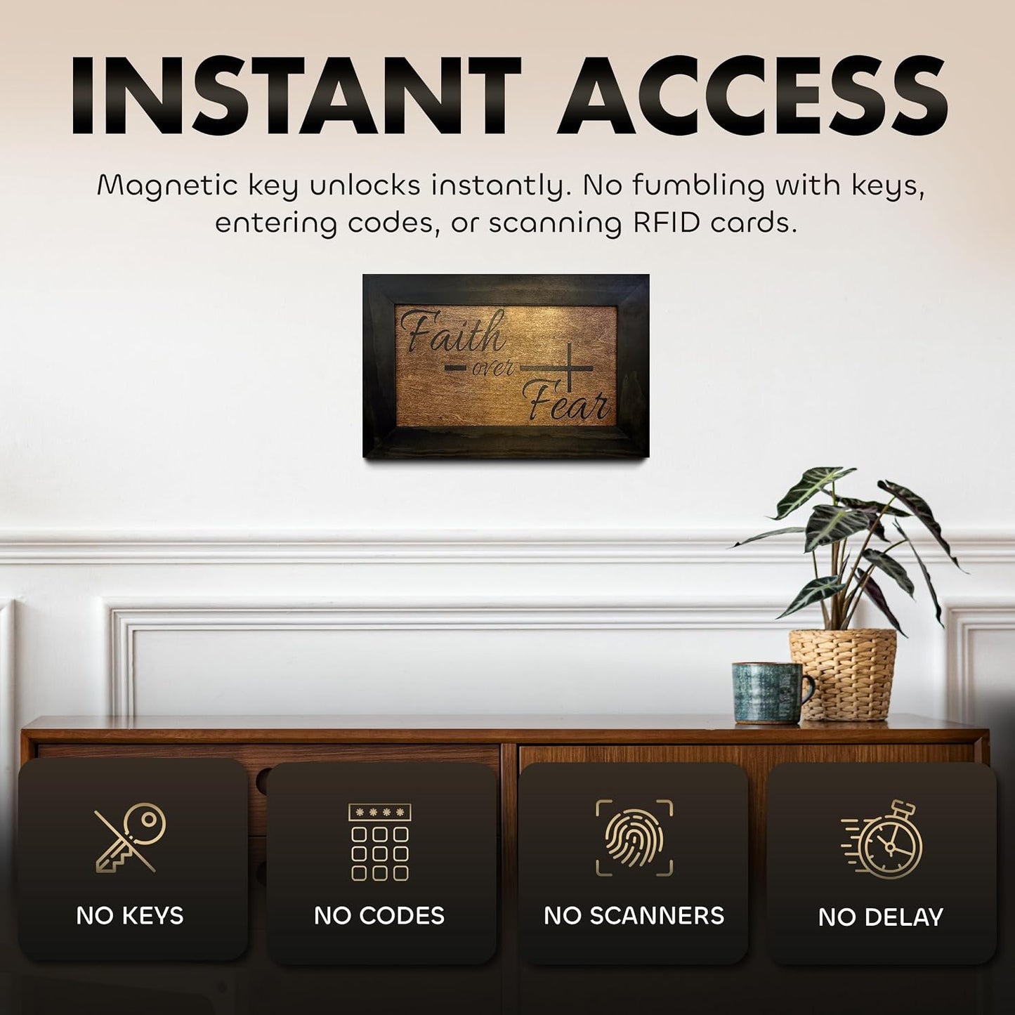 Hidden Gun Storage Cabinet with Faith Over Fear Art Concealment Furniture