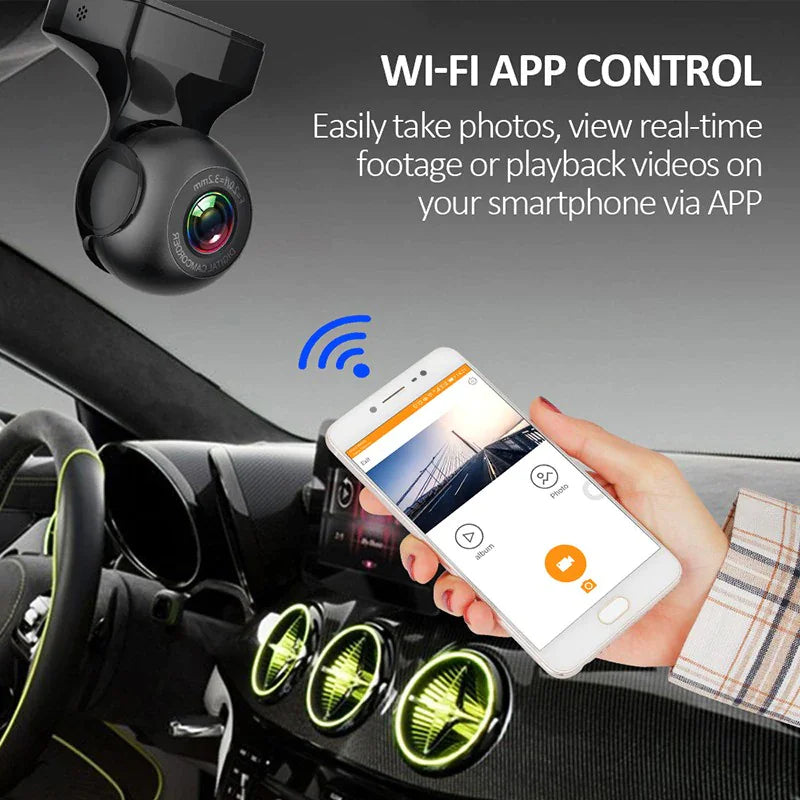 170° Wide Angle WiFi Dash Cam – 1080P HD, G-Sensor, Loop Recording, Car DVR