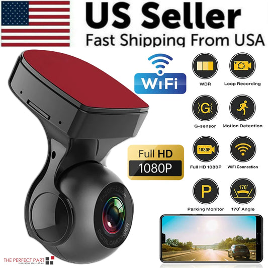 170° Wide Angle WiFi Dash Cam – 1080P HD, G-Sensor, Loop Recording, Car DVR