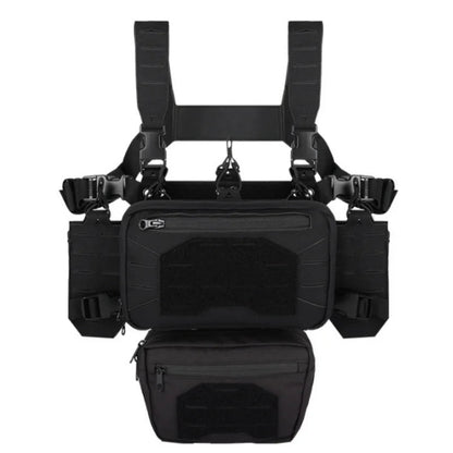 Signal & Steel Modular Mini Chest Rig – Adjustable MOLLE Micro Rig with Magazine Pouches